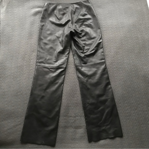 Milenti Black Leather Pants Sz 4 Straight Leg High Waisted No Pockets Excellent - Picture 7 of 7